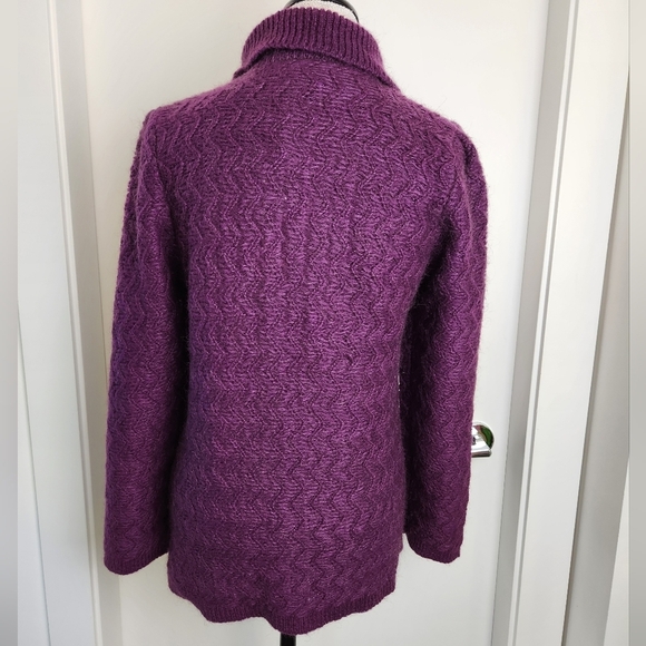 60s Purple Cardigan Sweater Coat Kimlon - Picture 5 of 14